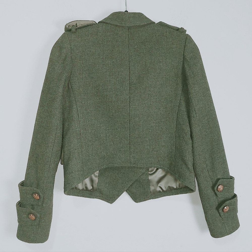 Smythe Wool Double Breasted Jacket Size 2 Green Structured Shoulders Military - Picture 2 of 11